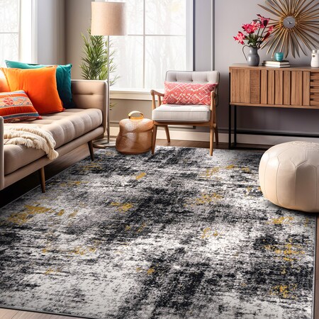 World Rug Gallery Adare Contemporary Abstract Area Rug 7' 10'' x 10' Yellow 977YELLOW8X10
